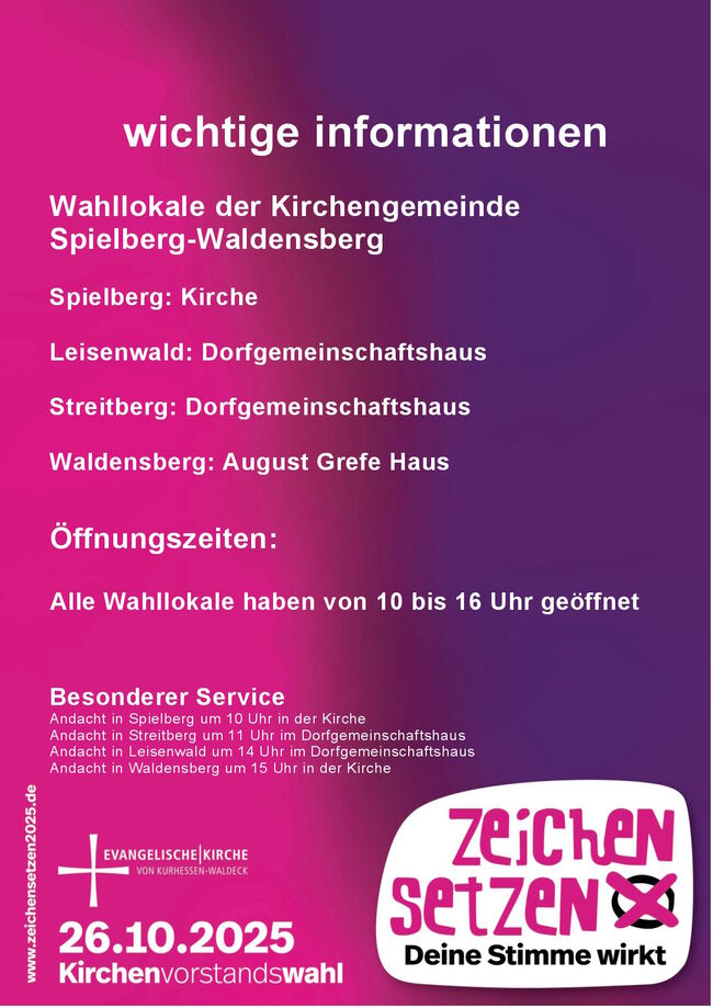 Wahllokale Spielberg-Waldensberg KV-Wahl 2025